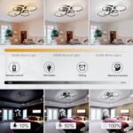 Modern Ceiling Light Fixture: Dimmable LED Flush Mount Ceiling Lamp - Black 31.4" Kitchen Ceiling Lights,6Rings Lighting Fixtures for Bedroom, Dining Living Room,Colors Change with Remote - Image 2