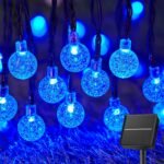 Solar String Lights Outdoor 60 Led 35.6 Feet Waterproof Solar Powered Patio Lights with 8 Lighting Modes for Garden Yard Porch Wedding Party Decor Halloween (Blue)