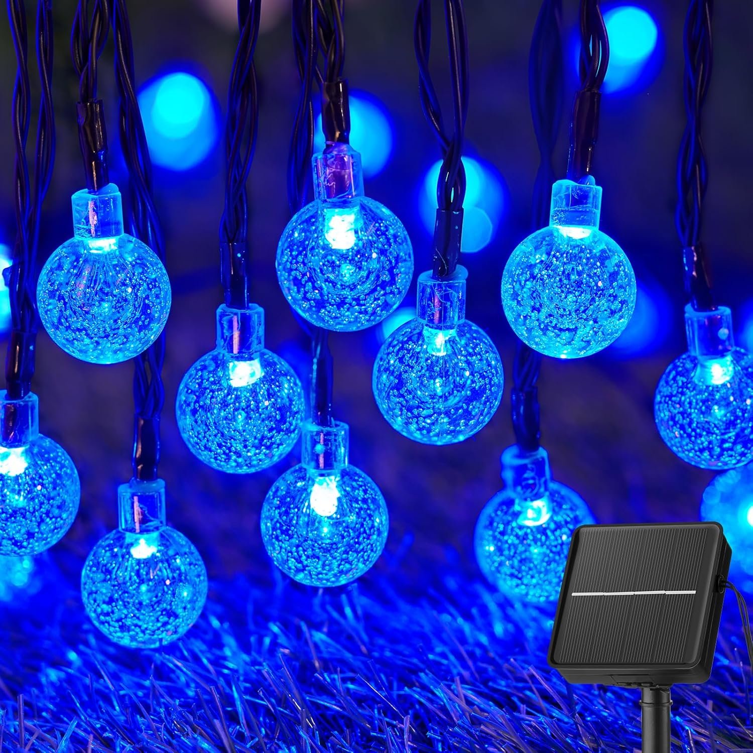 81vc1iPV-UL._AC_SL1500_.jpg Solar String Lights Outdoor 60 Led 35.6 Feet Waterproof Solar Powered Patio Lights with 8 Lighting Modes for Garden Yard Porch Wedding Party Decor Halloween (Blue) - Image 1