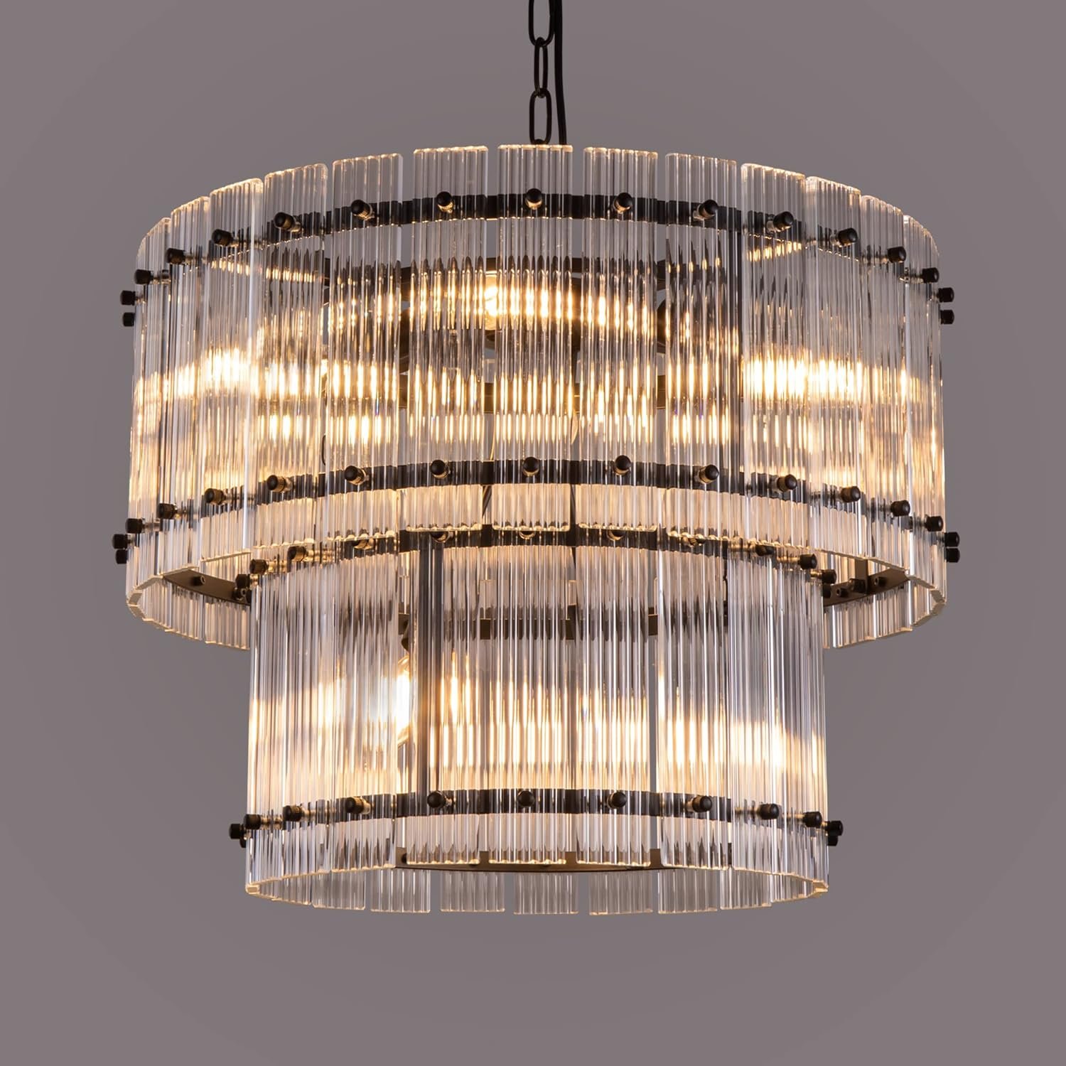 81wkLLC1-yL._AC_SL1500_.jpg Modern Glass Chandeliers, 2 Tiers Black Farmhouse Chandelier for Dining Room, 6 Lights Foyer Hanging Light Fixtures with Glass for Living Room, Bedrooms, Kitchen Island, Bathroom, W-22.04" - Image 1