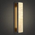 Alabaster Wall Sconces 20" Black Bathroom Vanity Light Indoor Natural Marble Bronze Alabaster Wall Lights for Living Room Modern Alabaster Wall Lighting for Dining Room Bedroom Stairs