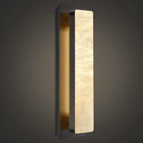 Alabaster Wall Sconces 20" Black Bathroom Vanity Light Indoor Natural Marble Bronze Alabaster Wall Lights for Living Room Modern Alabaster Wall Lighting for Dining Room Bedroom Stairs